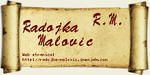 Radojka Malović vizit kartica